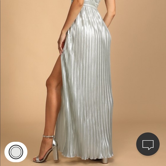 Silver Metallic Bustier Pleated Dress - Picture 4 of 10